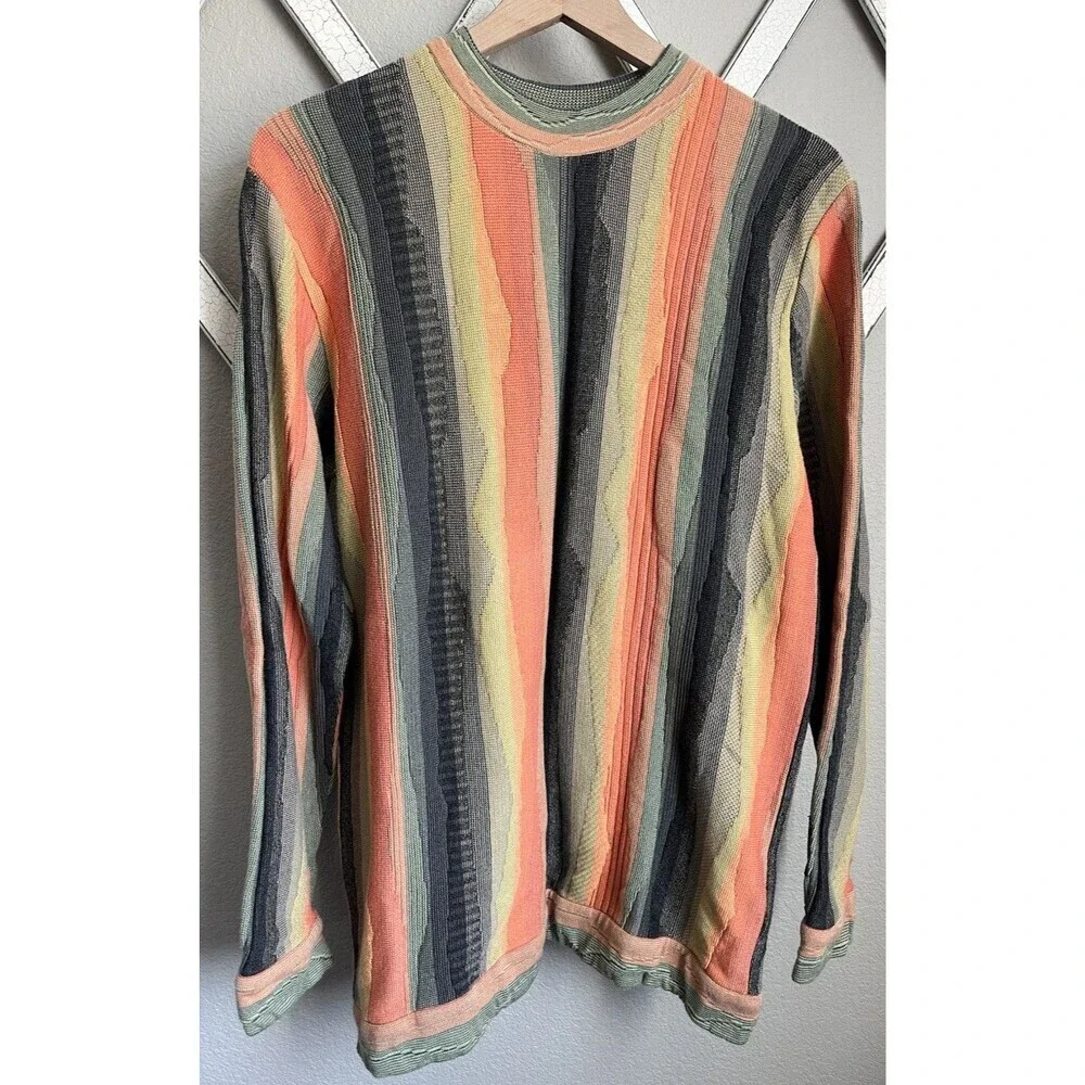 Carlo Colucci Men's 54 Multicolor Cotton Blend Sweater
